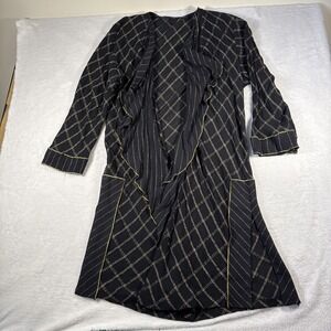Vintage 80s Women's Size 6 Black and Gold Open Flow Cardigan Made in USA